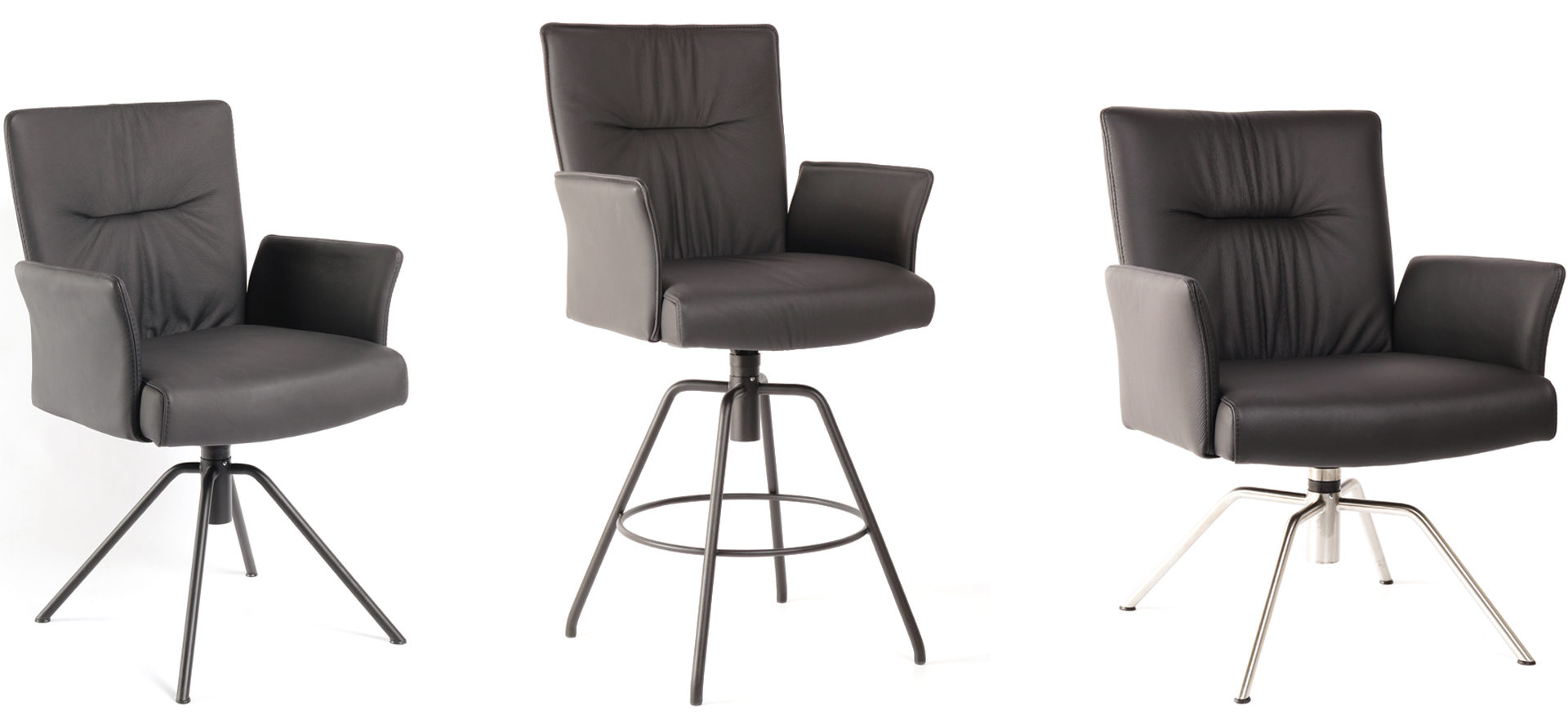 Das Stuhlsystem WK 706 umfasst Stühle, Barhocker und Lounge-Sessel